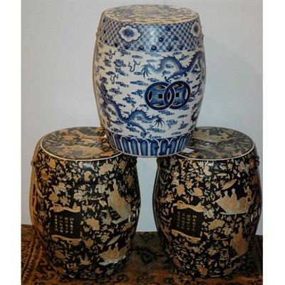 Lot 276 - Pair of Chinese Famille Noire Porcelain Garden...