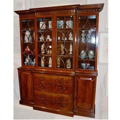 Lot 516 - George III Style Mahogany Breakfront Bookcase...