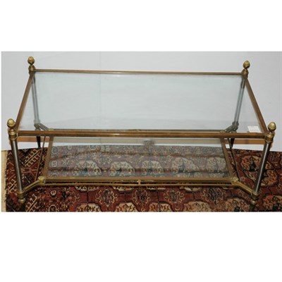 Lot 314 - Neoclassical Style Brass and Glass Low Table...