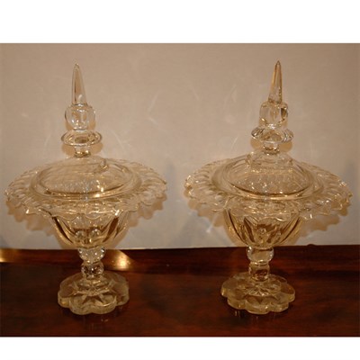 Lot 326 - Pair of Cut Glass Covered Compotes Height 12...