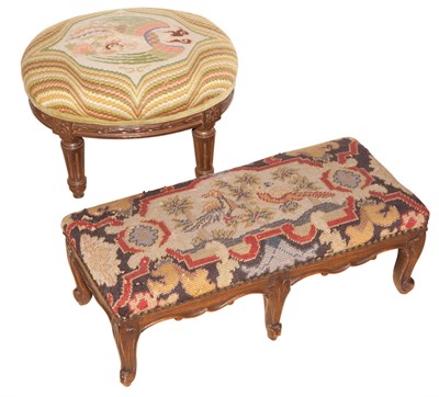 Lot 327 - Louis XV Style Walnut Footstool and a Louis...