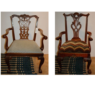 Lot 338 - Two George III Style Mahogany Armchairs