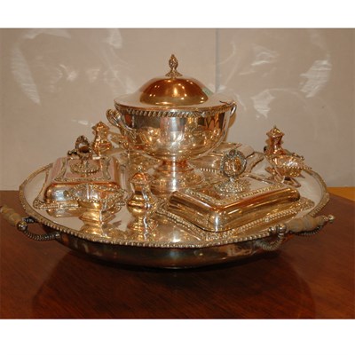 Lot 405 - Victorian Silver Plated Warming Centerpiece...