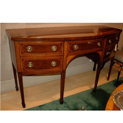 Lot 420 - George III Style Banded Mahogany Bow Front...