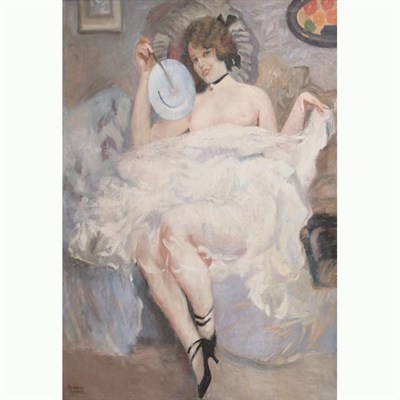 Lot 20 - Tancrede Synave French, b. 1860 Woman with Fan...
