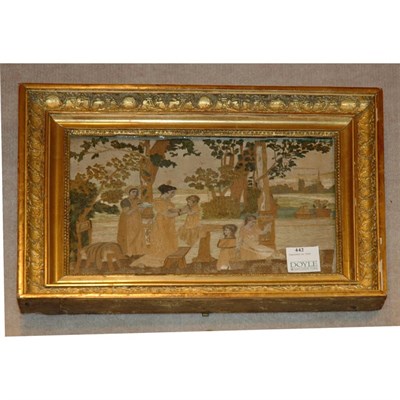 Lot 442 - Two English Silk and Wool Pictures Height of...