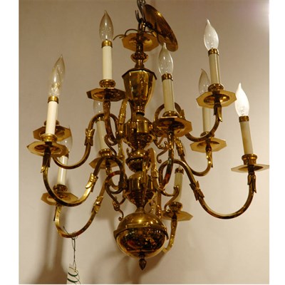 Lot 470 - Dutch Baroque Style Brass Ten-Light Chandelier...