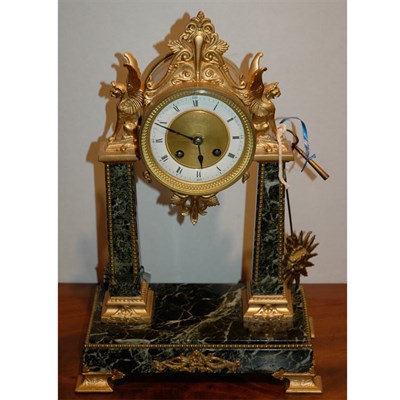 Lot 479 - Empire Style Gilt-Metal and Marble Mantel...