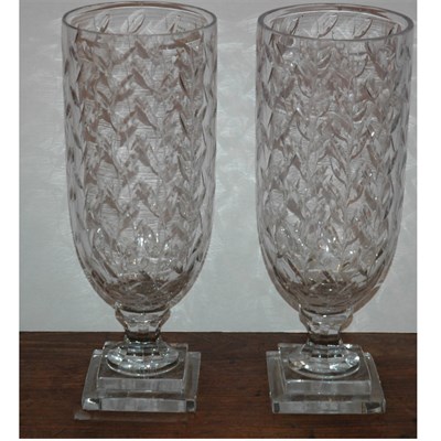 Lot 505 - Pair of George III Style Cut Glass Vases...