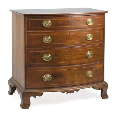 Lot 221 - Federal Style Inlaid Walnut Bow Front Chest of...