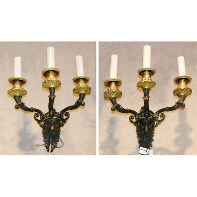 Lot 337 - Pair of Empire Style Gilt and Patinated-Bronze...