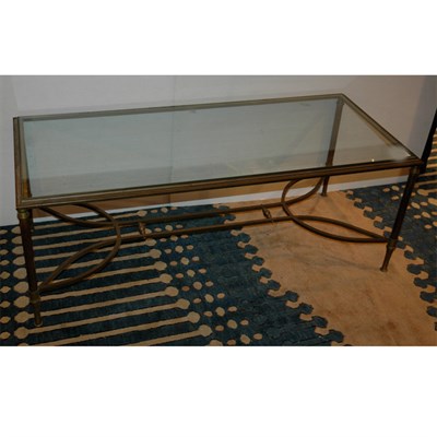 Lot 575 - Neoclassical Style Brass and Glass Low Table...