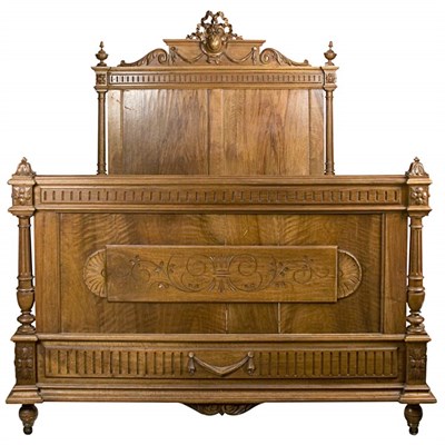 Lot 570 - Louis XVI Style Carved Mahogany Bedstead The...