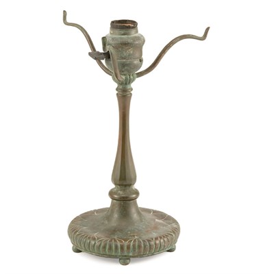 Lot 318 - Tiffany Studios Bronze Lamp Base Of floriform,...