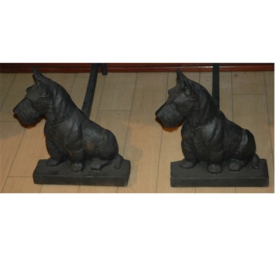 Lot 569A - Pair of Cast Iron Terrier-Form Andirons Height...