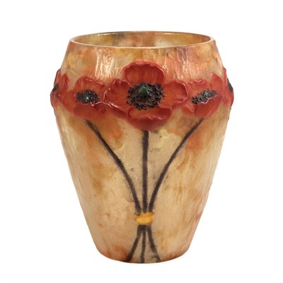 Lot 380 - G. Argy-Rousseau Pate de Verre Poppies Vase...