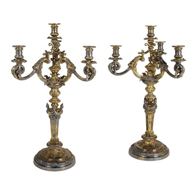 Lot 263 - Pair of Victorian Silver Gilt Four-Light...