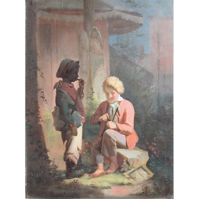 Lot 64 - American School 19th Century Two Boys Smoking...