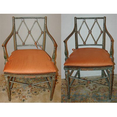 Lot 420 - Pair of Regency Style Painted Armchairs