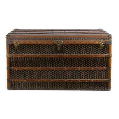 Lot 350 - Goyard Trunk Signature toile, leather and wood,...