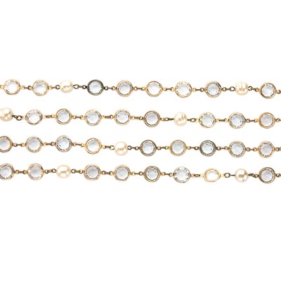 Lot 475 - Chanel Smoke Crystal and Faux Pearl Sautoir...