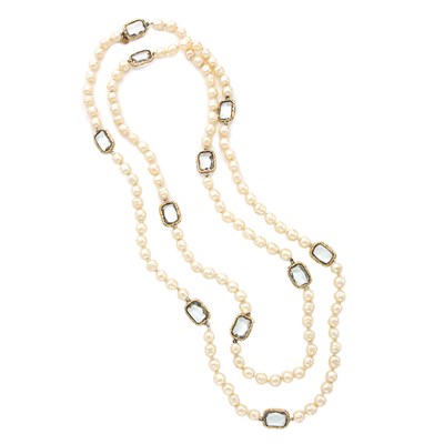 Lot 476 - Chanel Smoke Crystal and Faux Baroque Pearl...