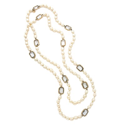 Lot 477 - Chanel Smoke Crystal and Faux Baroque Pearl...