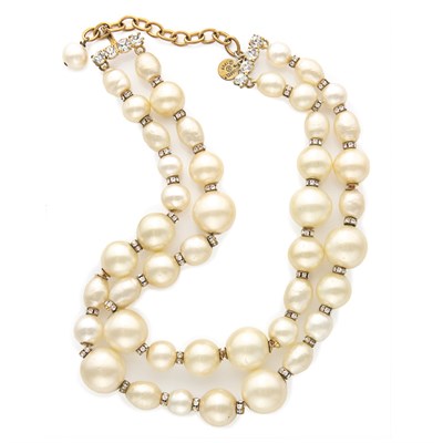 Lot 482 - Chanel Double Strand Pearl Choker 1983 Faux...