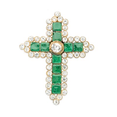 Lot 487 - Gripoix for Chanel Cross Pin/Pendant 1984 Gold-...