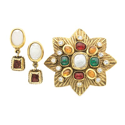 Lot 491 - Chanel Pin and Pair of Drop Earrings 1985 The...