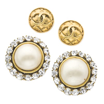 Lot 463 - Two Pairs of Chanel Earrings Comprising a pair,...