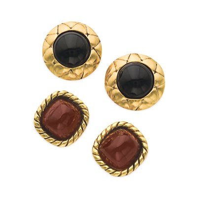 Lot 503 - Two Pairs of Chanel Button Earrings 1980s...