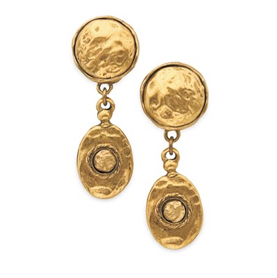 Lot 505 - Chanel Dangling Earrings 1980s Gold plated...