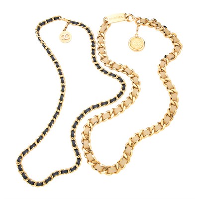 Lot 510 - Two Chanel Chain and Leather Belts 1982 and...