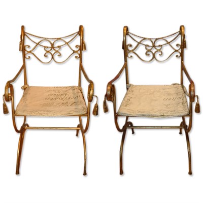 Lot 203 - Pair of Neoclassical Style Gold Painted Metal...