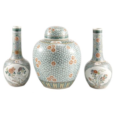 Lot 231 - Pair of Chinese Famille Verte Porcelain Vases;...
