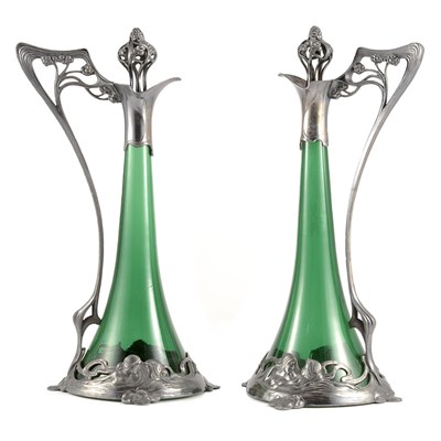 Lot 350 - Pair of Art Nouveau Style Silver Plate Mounted...