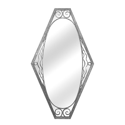 Lot 412 - Art Deco Wrought Iron Mirror Of shaped lozenge...