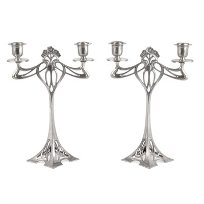 Lot 194 - Pair of WMF Silver Plate Two-Light Candelabra...