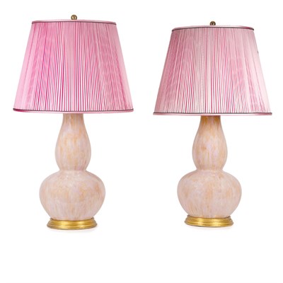 Lot 125 - John Boone Pair of Double-Gourd Vase Lamps...
