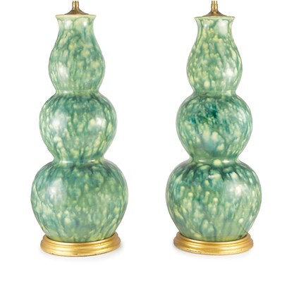 Lot 106 - John Boone Pair of Triple-Gourd Vase Lamps...