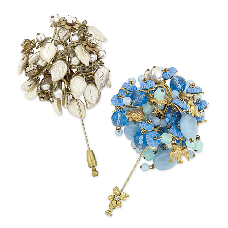 Lot 109 - Two Miriam Haskell Style Stickpins Circa 1940...