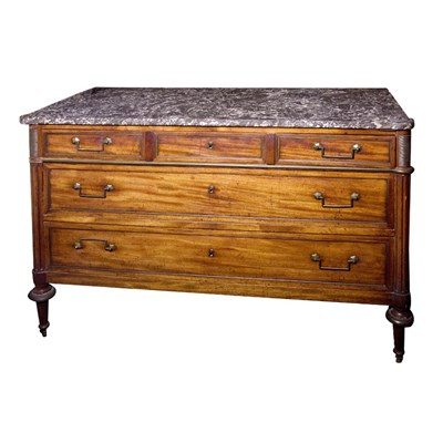 Lot 463 - Louis XVI Brass Bound Mahogany Commode Late...