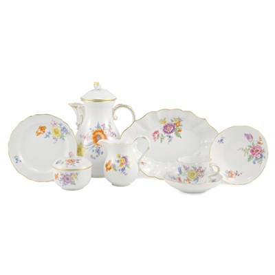 Lot 294 - Meissen Floral Decorated Porcelain Tea Service...