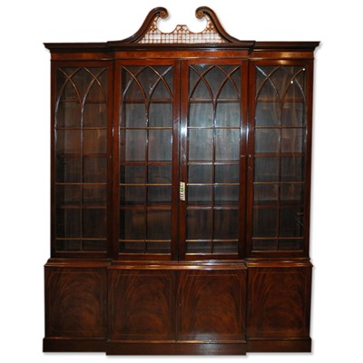 Lot 277 - George III Style Breakfront Bookcase Cabinet...