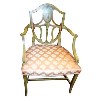 Lot 261 - Edwardian Painted Shield Back Armchair