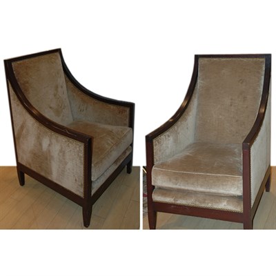 Lot 118 - Pair of Nailhead Trim Upholstered Mahogany...