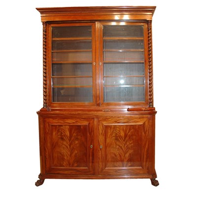 Lot 399 - German Neoclassical Mahogany Bookcase Cabinet...