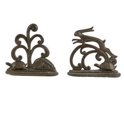 Lot 201 - Pair of Bronze Bookends of the Tortoise and...