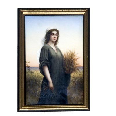Lot 501 - Framed KPM Painted Porcelain Plaque of Ruth Of...